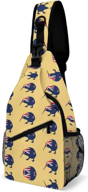 New Zealand Kiwi Birds Fashion Chest Bag for Men Small Sling Bag Backpack Crossbody Travel Hiking Daypack