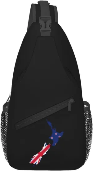 New Zealand Terrain Map Crossbody Bags For Women Men Chest Backpack Gym Shoulder Bag Travel Outdoor Sports Casual Crossbody Bags