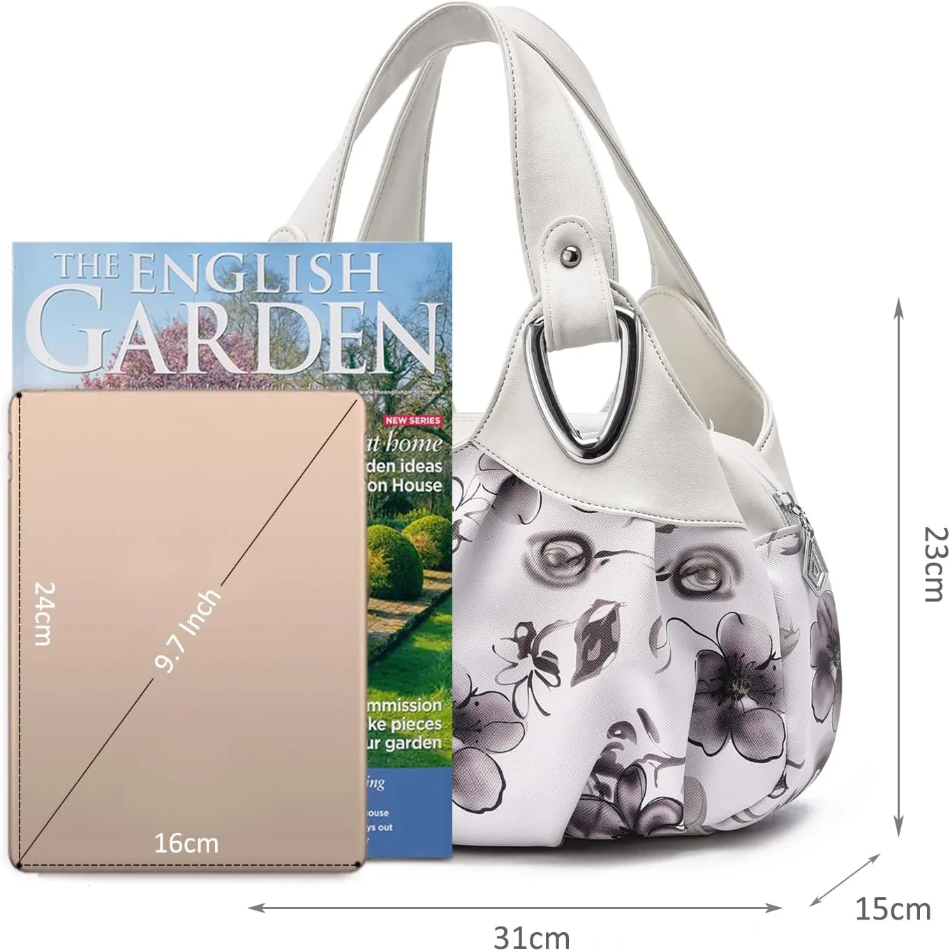 NICOLE & DORIS Ladies Fashion Handbags Elegant Top-handle Bags for Women Floral Shoulder Bags PU Leather