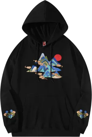 Niepce Inc Streetwear Graphic Embroidered Hoodies for Men