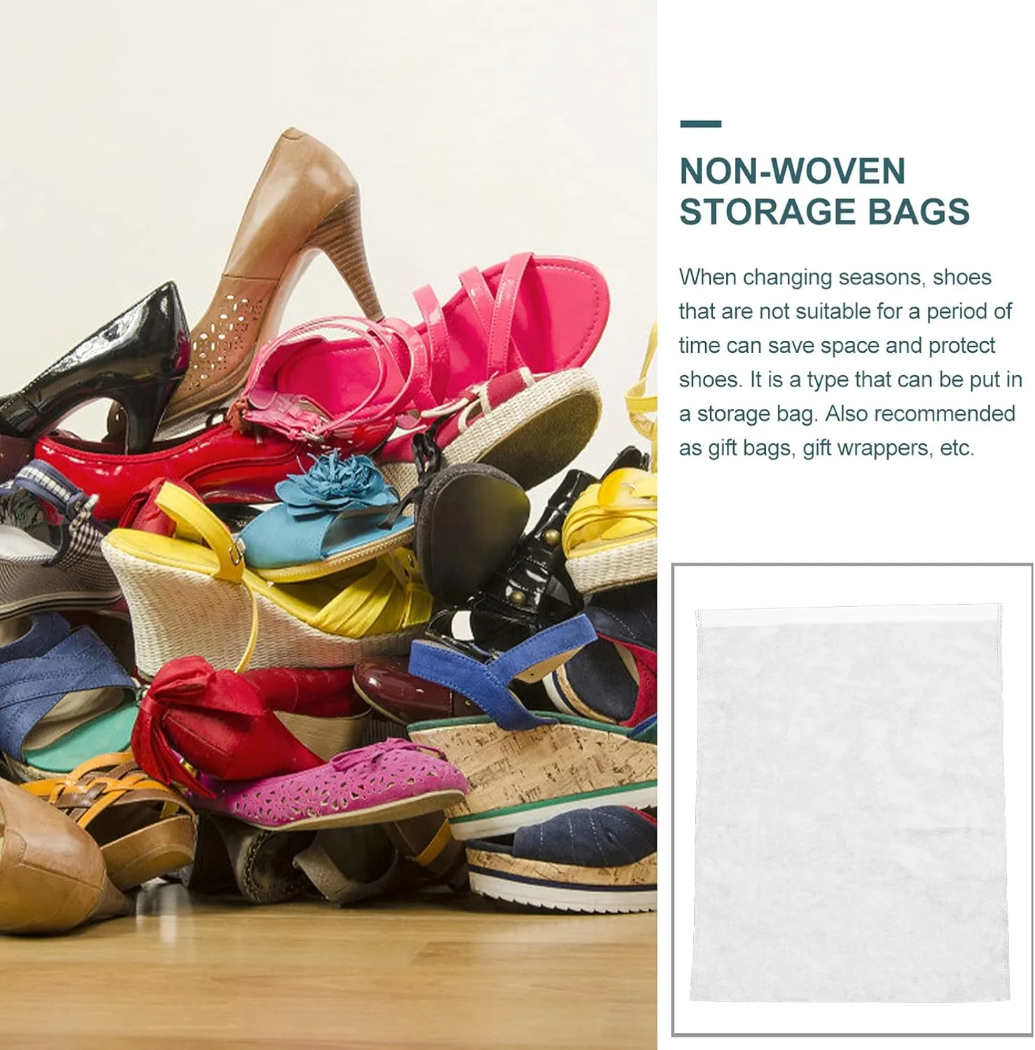 Nonwoven Storage Bags 50 Pack 60x45cm White Dust Isolation Bag for Shoes Clothes Purse