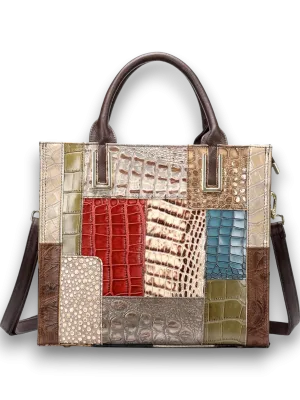 Nora Leather Patchwork Tote Bag