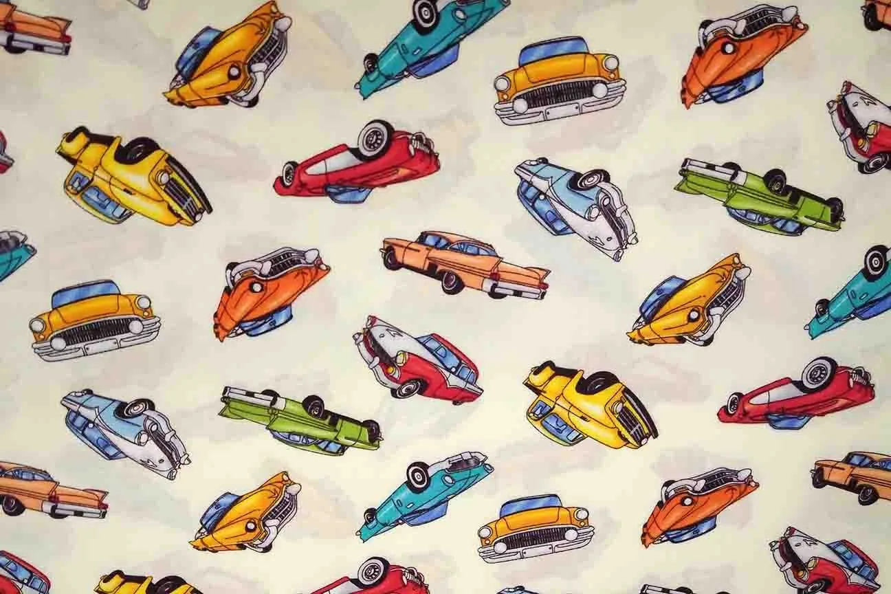 NP: Ivory Cars Patchwork Fabric SOLD OUT