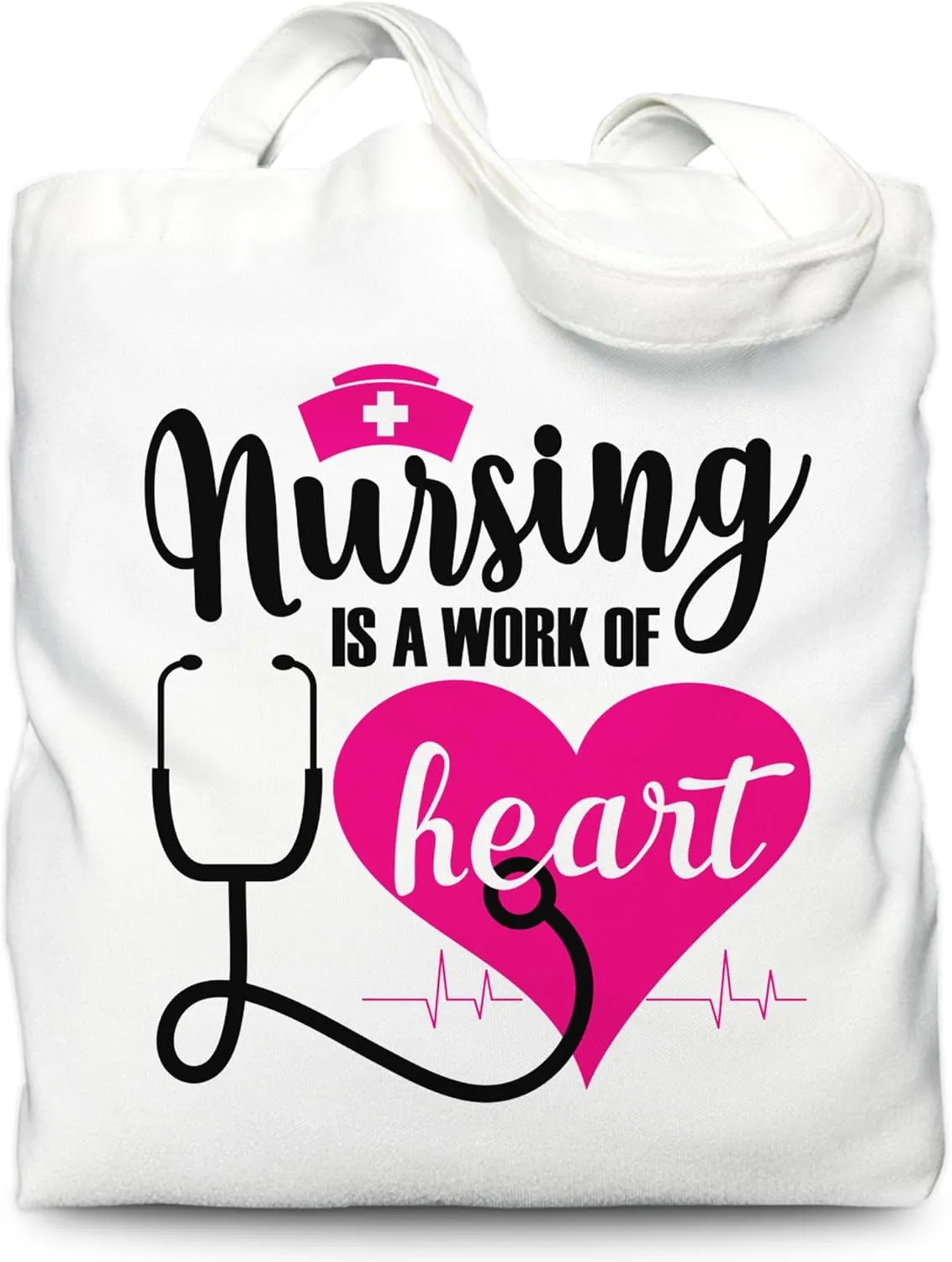 Nurse Appreciation Tote Bag for Woman Girls, Nursing is A Work of Heart Tote Bag for Nurse Midwife