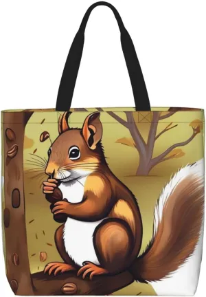 Nut-eating squirrel Tote Bag for Women Hobo Handbags with Zipper Large Shoulder Bag Shopping Bags Travel Purse