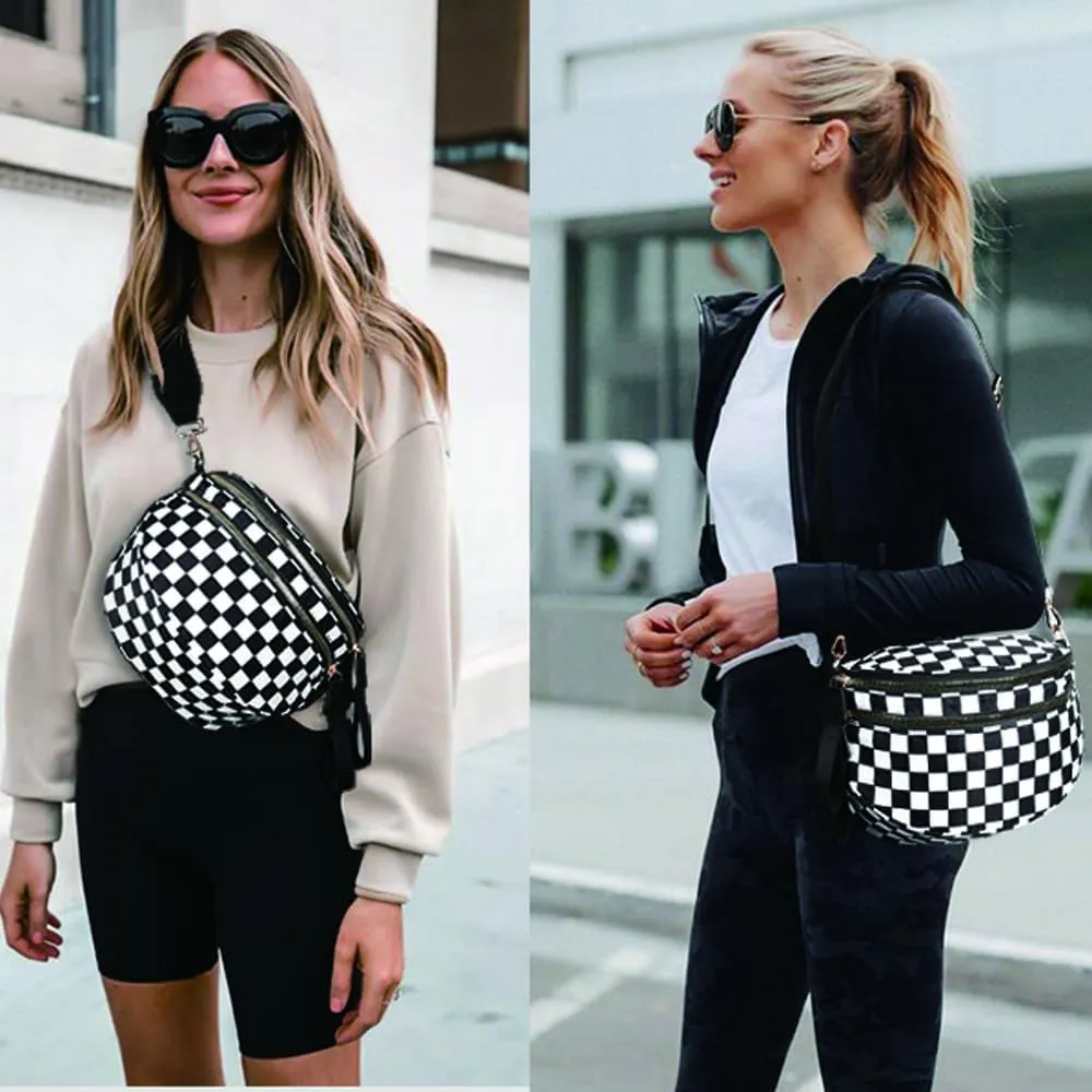 Nuvore Crossbody Bag, Checkered Crossbody Bags for Women, Westlyn Woven Bum Bag Crossbody, Bum Bags Large Capacity