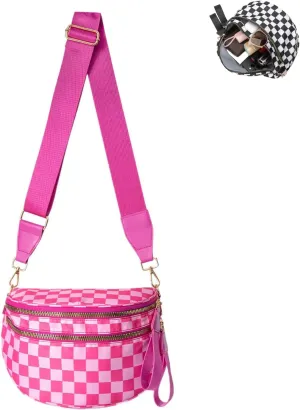Nuvore Crossbody Bag, Checkered Crossbody Bags for Women, Westlyn Woven Bum Bag Crossbody, Bum Bags Large Capacity