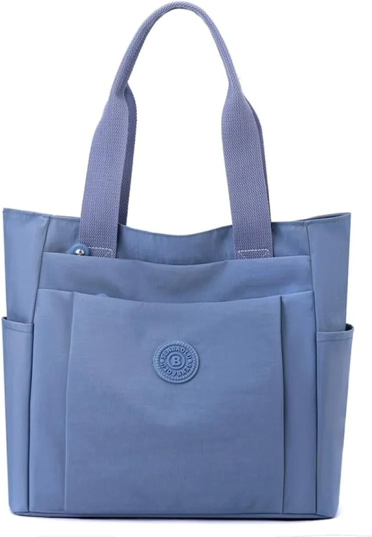 Nylon Lightweight Handbag for Women Tote Purses Multi-pocket Shoulder Bag for Work Travel