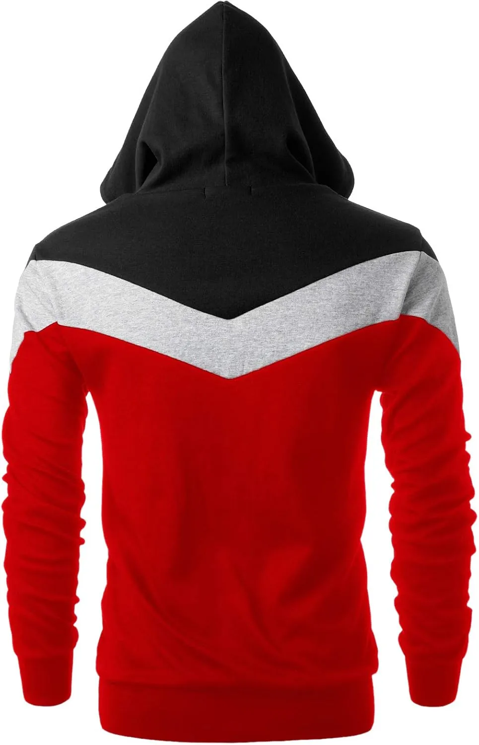 Ohoo Mens Color-Block Hooded Sweatshirt with Kangaroo Pocket Slim Fit Lightweight Pullover