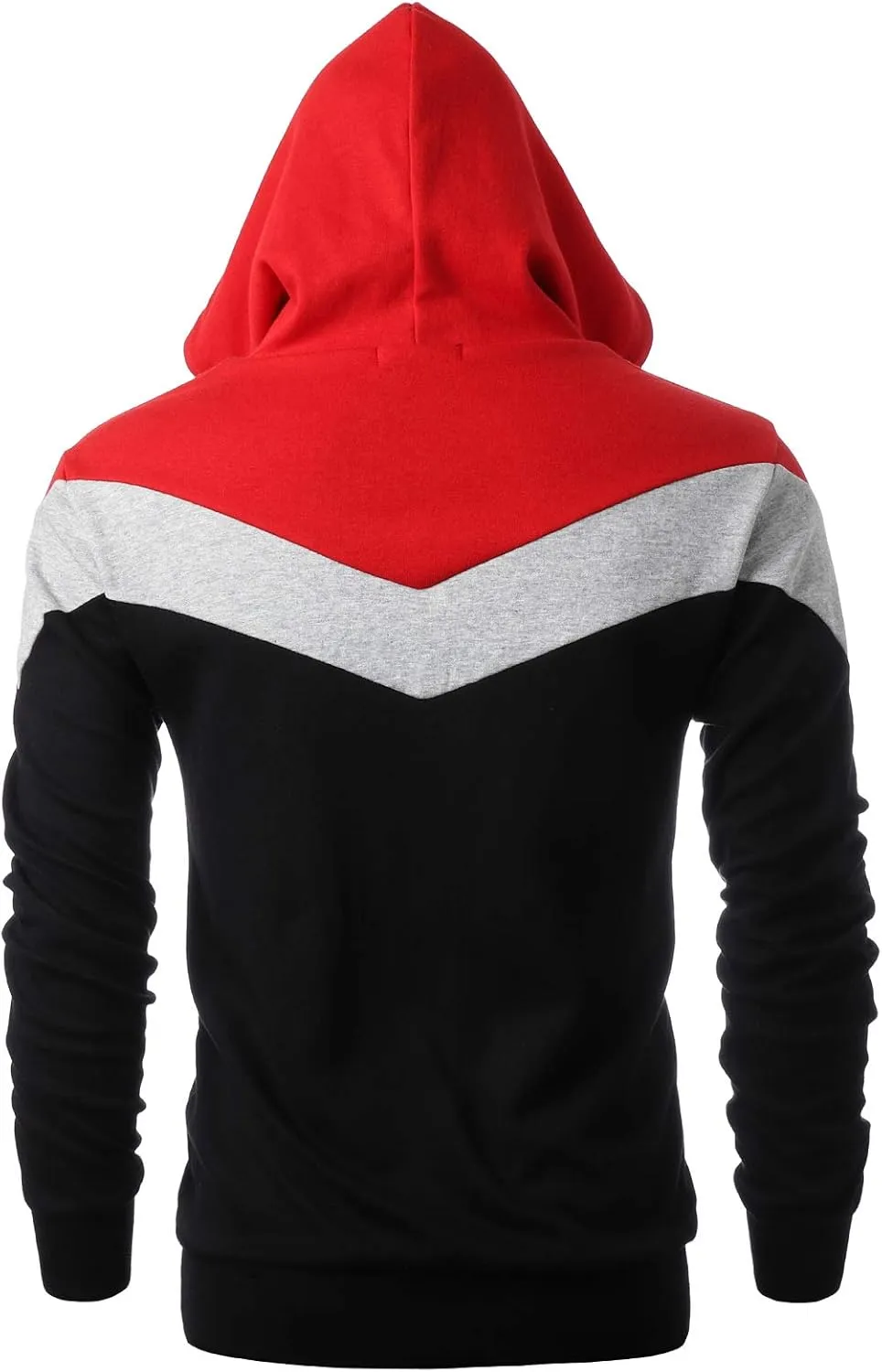Ohoo Mens Color-Block Hooded Sweatshirt with Kangaroo Pocket Slim Fit Lightweight Pullover