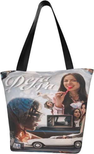 Olivia Songwriter Actress Rodrigo Shopping Handbag Tote Bags with Zipper Unisex Classic Shoulder Bag Storage Bag for Indoor