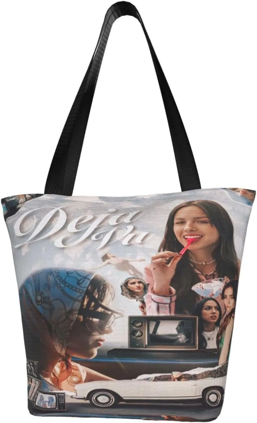 Olivia Songwriter Actress Rodrigo Shopping Handbag Tote Bags with Zipper Unisex Classic Shoulder Bag Storage Bag for Indoor