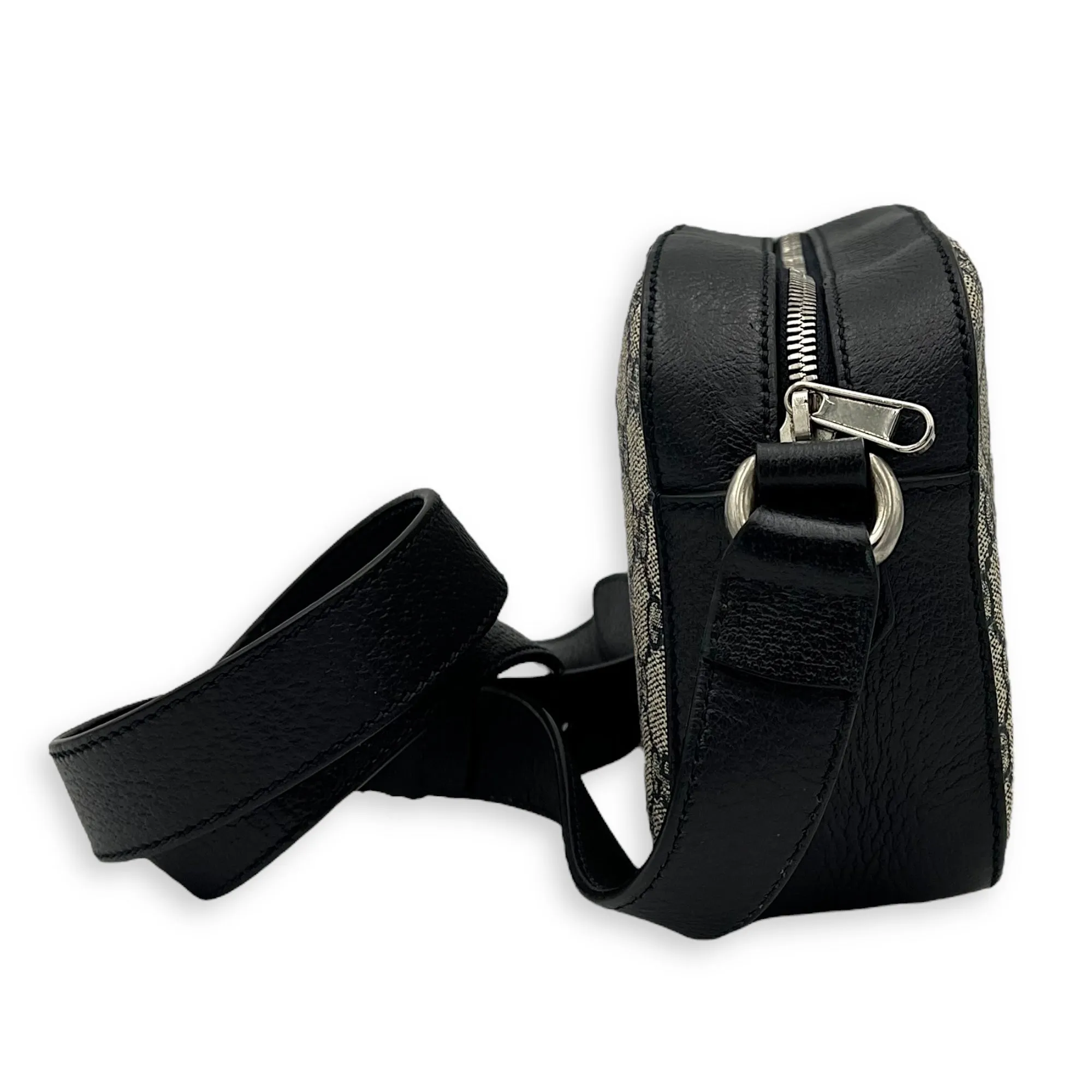 Ophidia Crossbody Bag Blue in Coated Canvas, Silver hardware