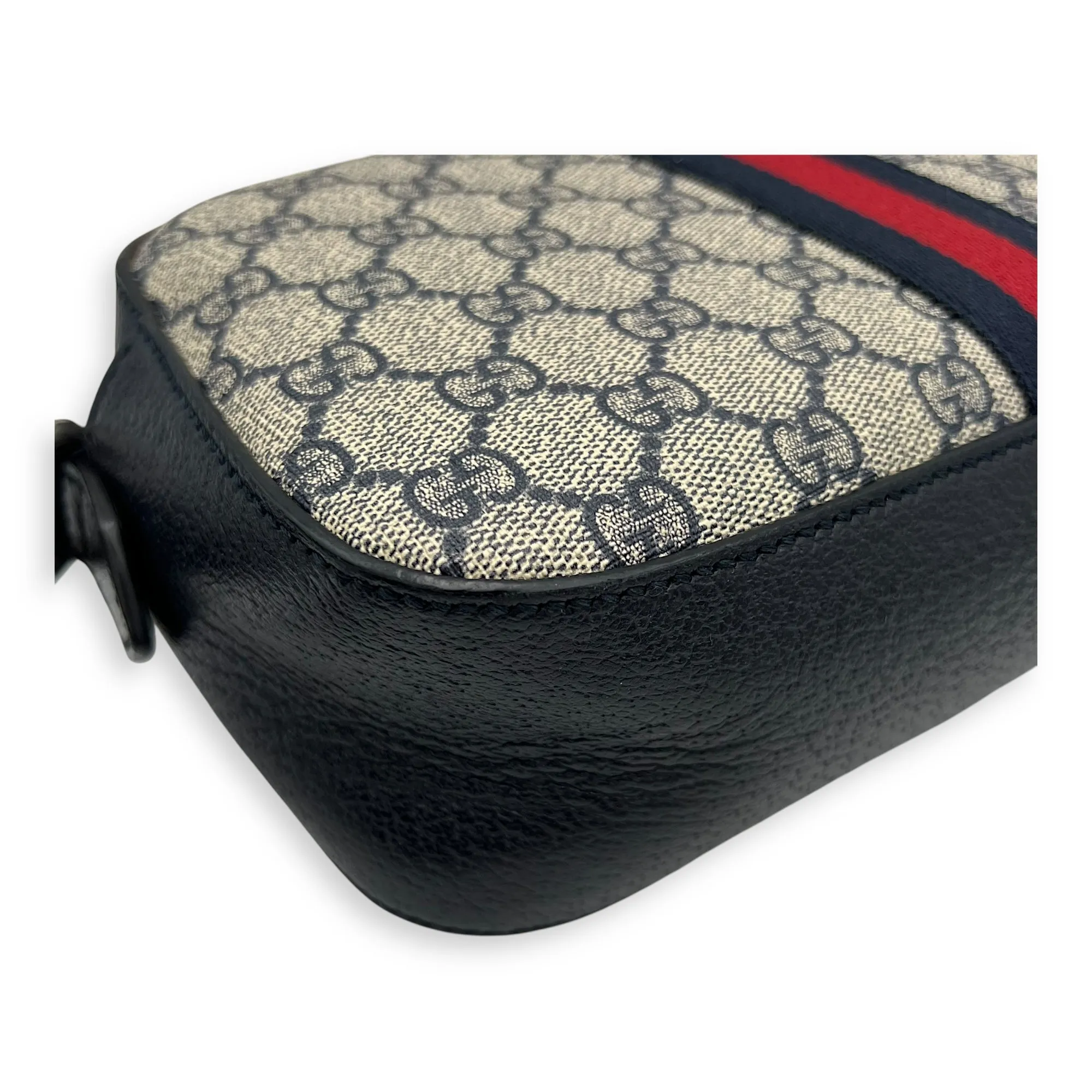 Ophidia Crossbody Bag Blue in Coated Canvas, Silver hardware