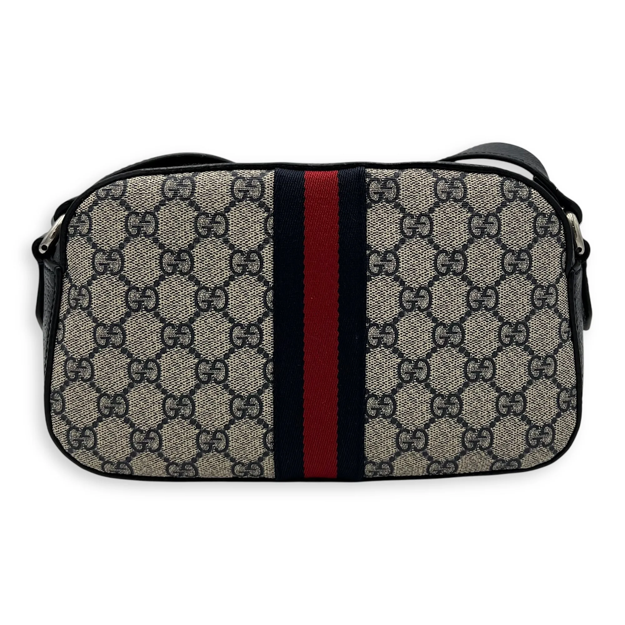 Ophidia Crossbody Bag Blue in Coated Canvas, Silver hardware