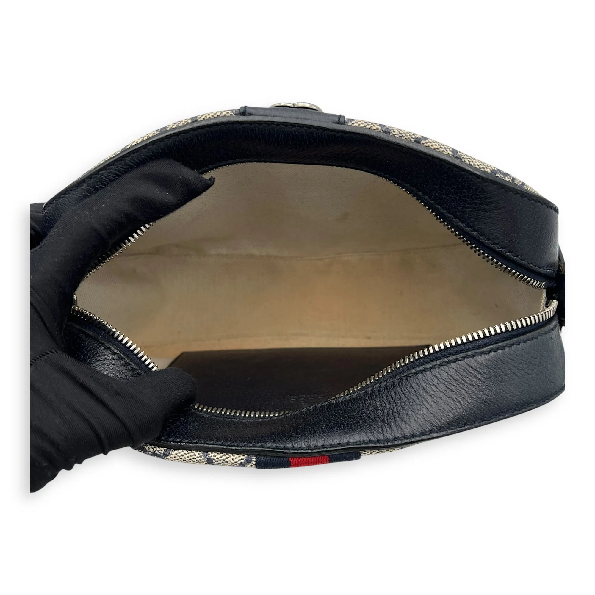 Ophidia Crossbody Bag Blue in Coated Canvas, Silver hardware