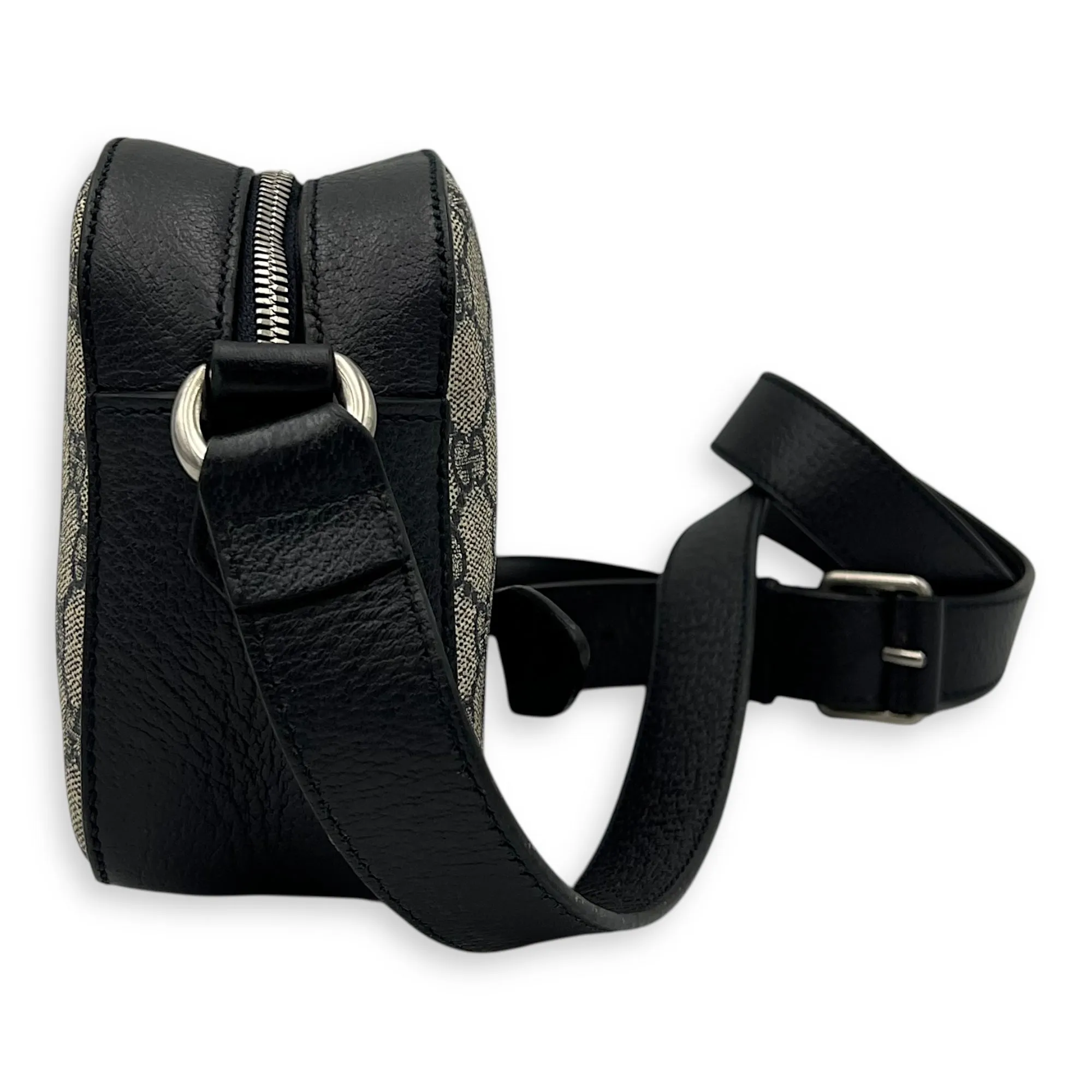 Ophidia Crossbody Bag Blue in Coated Canvas, Silver hardware