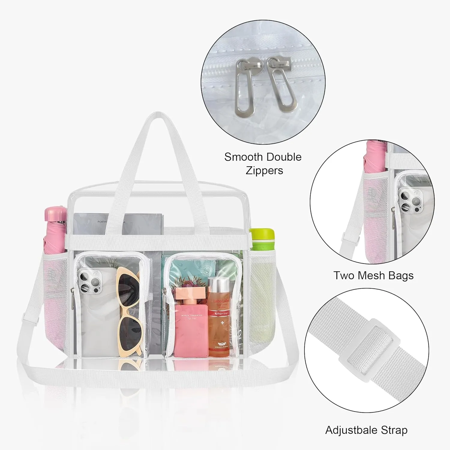 Oraben Clear Tote Bag Clear Bag Stadium Approved 12x6x12 Stadium Bag for Work, Sports Games,Gym