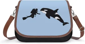 Orca Killer Whale Scuba Dive Women‘s Crossbody Bags Fashion Message Shoulder Handbag with Adjustable Strap for Travel Office