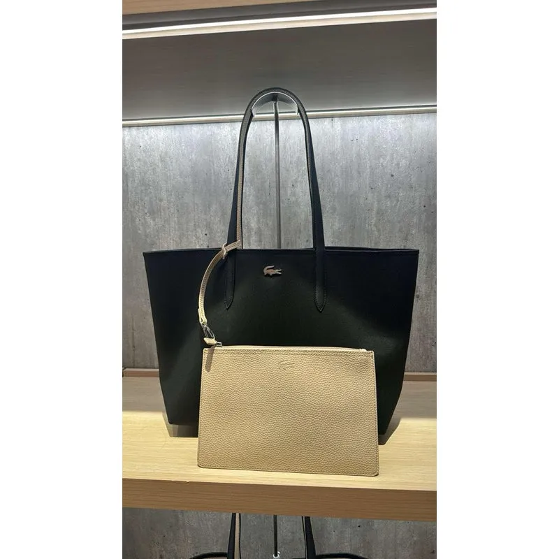 ORIGINAL & IMPORTED Lacoste Anna Reversible Large Tote Bag in Brown/White/Pink/Black