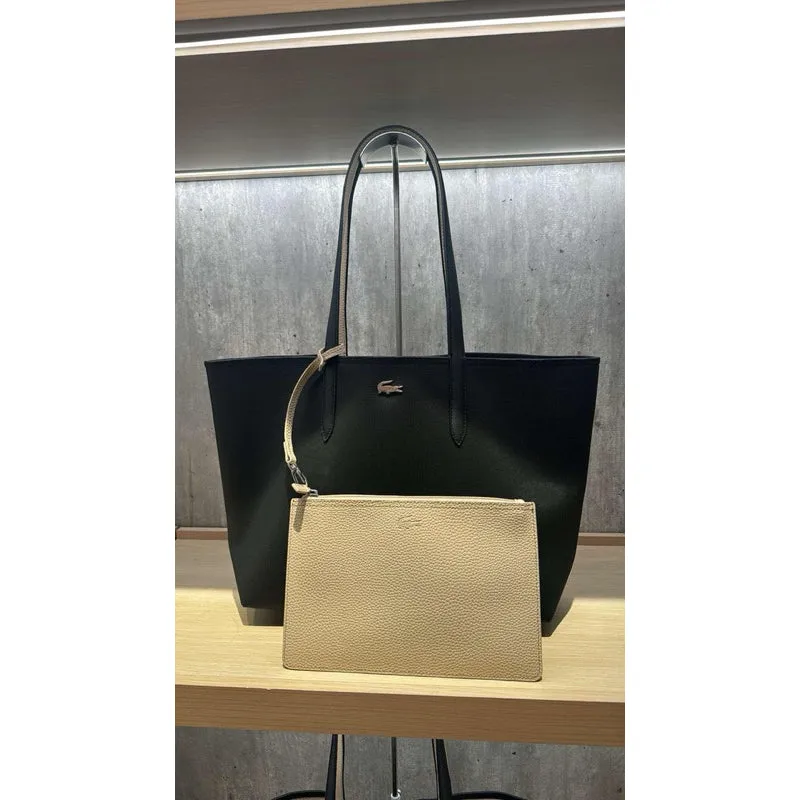 ORIGINAL & IMPORTED Lacoste Anna Reversible Large Tote Bag in Brown/White/Pink/Black