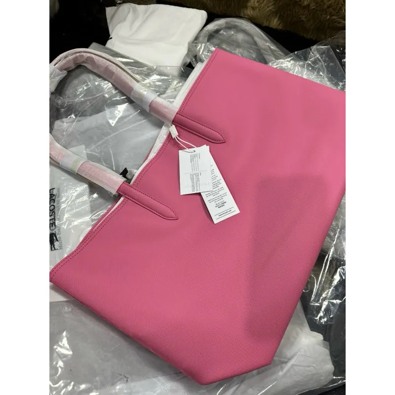 ORIGINAL & IMPORTED Lacoste Anna Reversible Large Tote Bag in Brown/White/Pink/Black