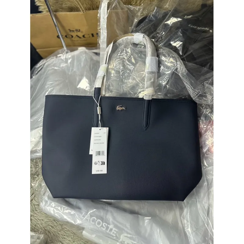 ORIGINAL & IMPORTED Lacoste Anna Reversible Large Tote Bag in Brown/White/Pink/Black