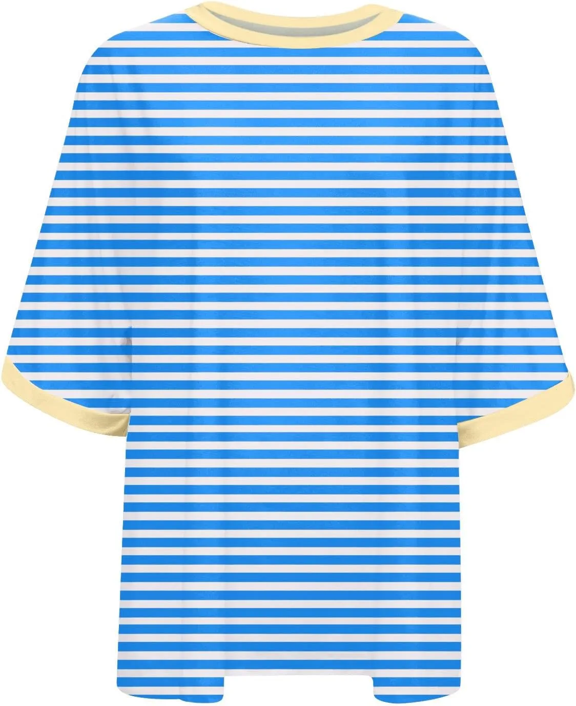 Oversized Tshirts for Women Summer 3/4 Length Sleeve Tops Casual Striped Crew Neck Tee Fashion Loose Clothes 2024