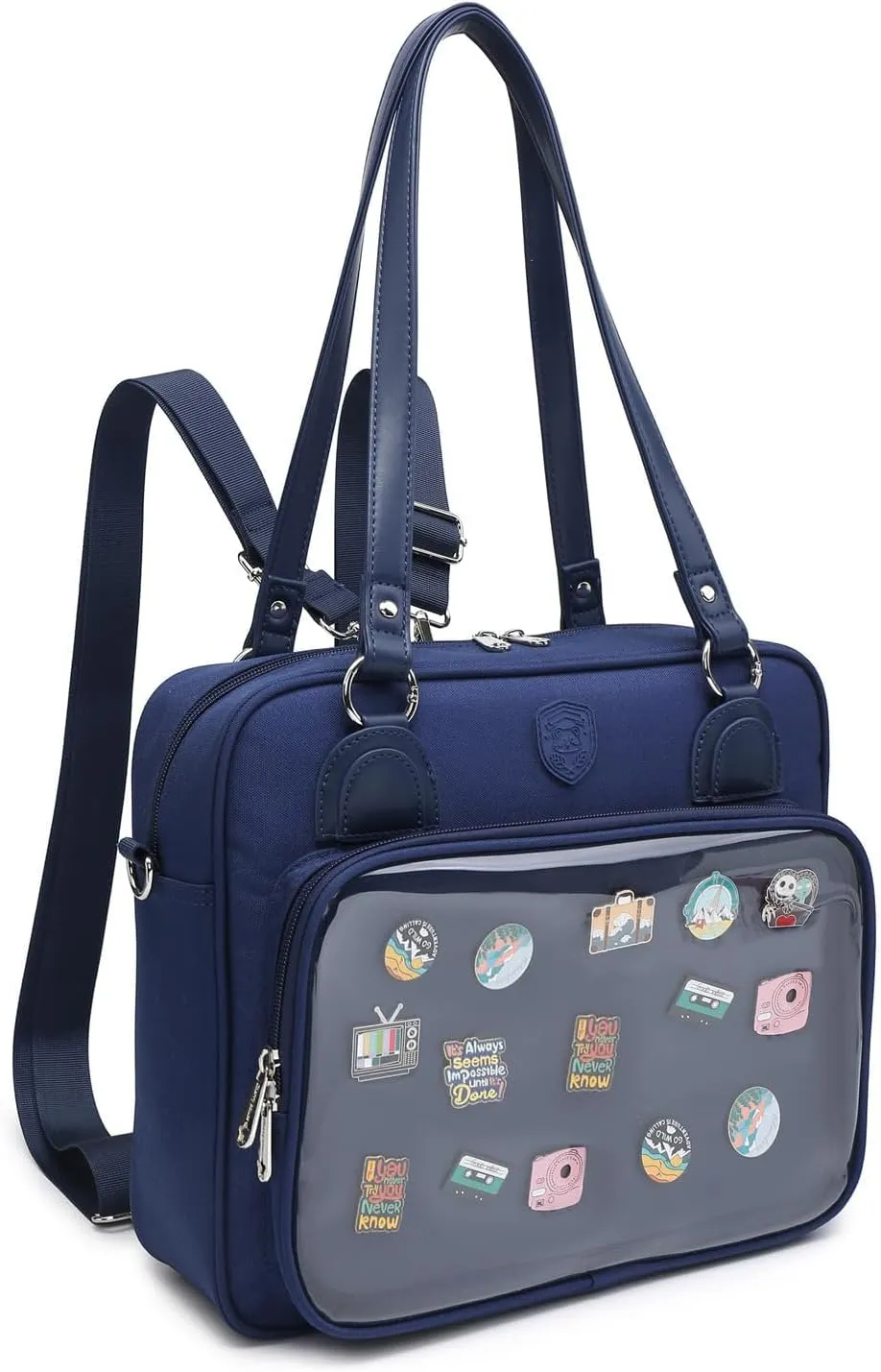 Oxford Ita Bag Crossbody Shoulder Bag Satchel Messenger Backpack Multi-Purpose Pins Display