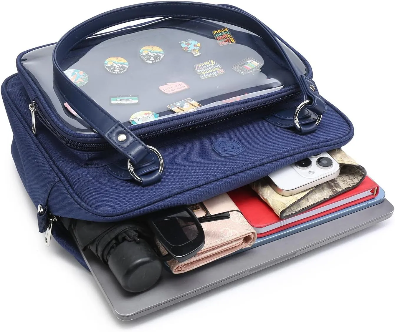 Oxford Ita Bag Crossbody Shoulder Bag Satchel Messenger Backpack Multi-Purpose Pins Display