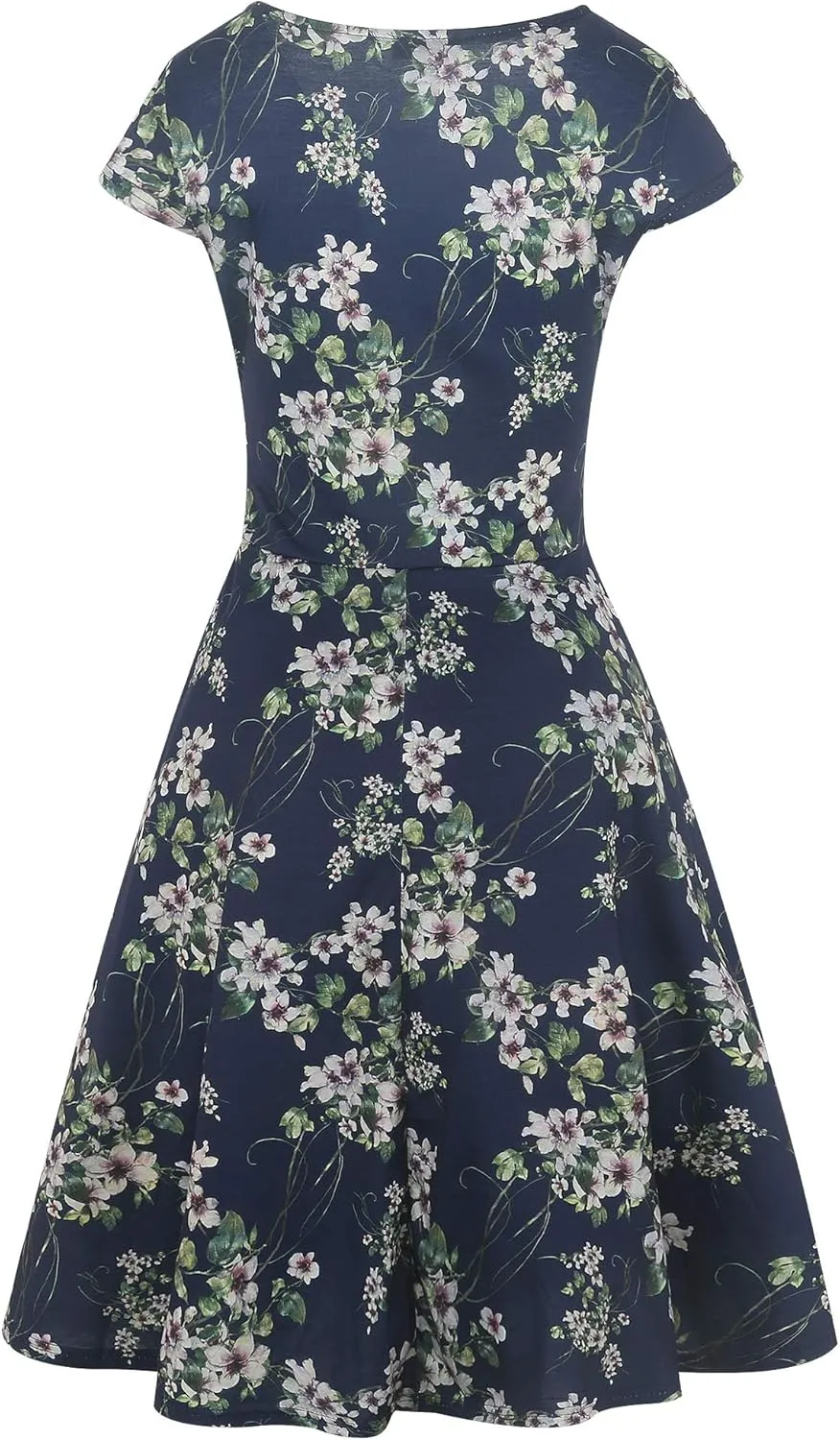 oxiuly Women's Casual Dresses Criss-Cross V-Neck Floral Flare Midi Summer Dress OX233