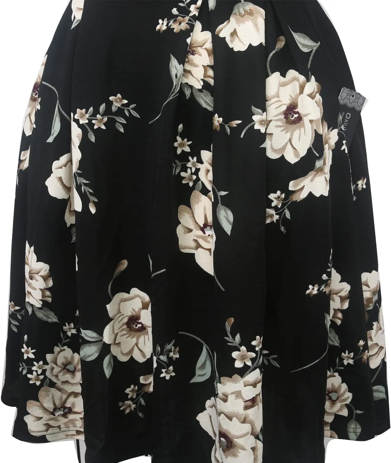 oxiuly Women's Vintage Patchwork Pockets Puffy Swing Casual Party Dress OX165