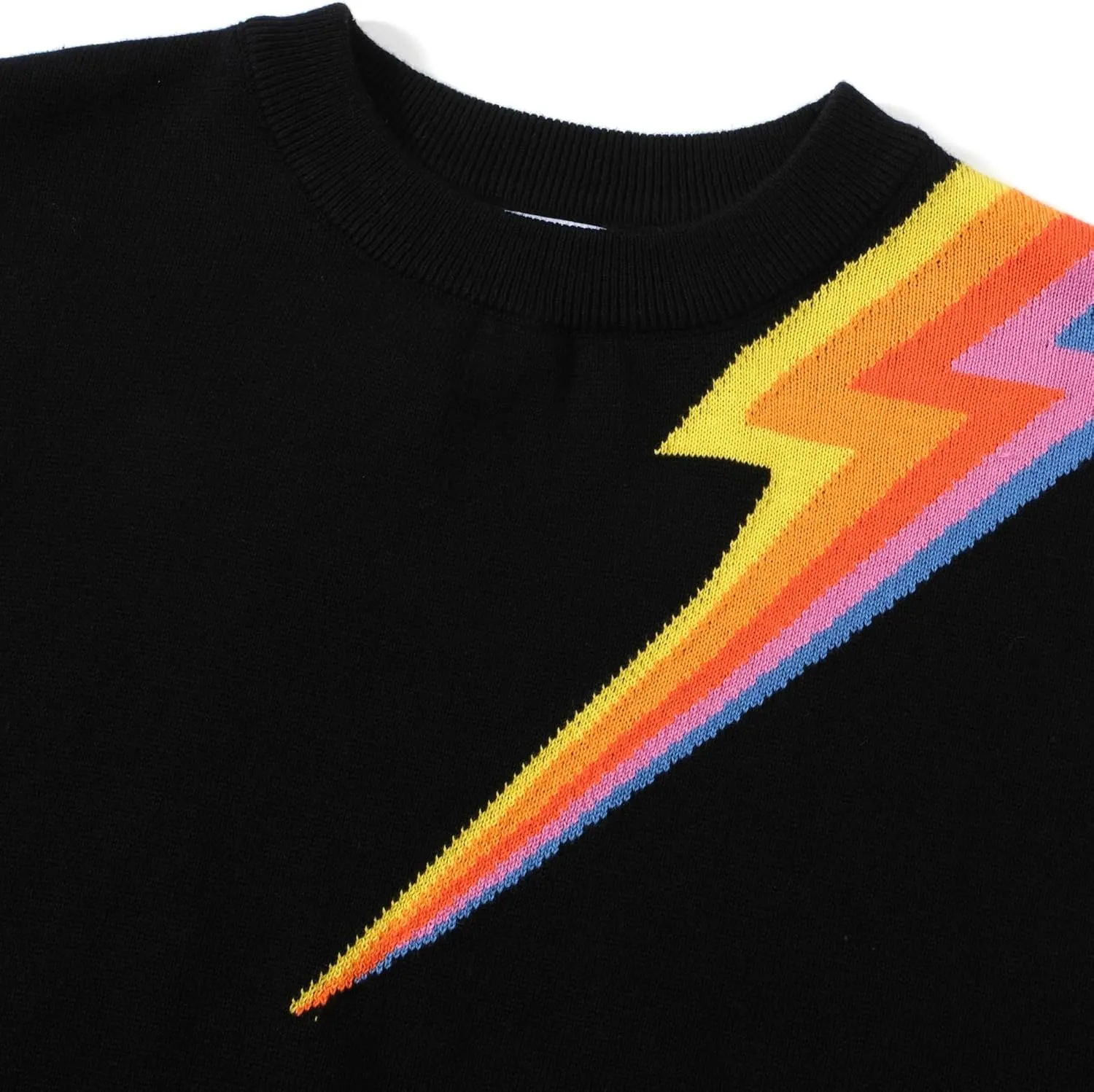 OXKnit Women's 1960s Retro Knit Long Sleeve T-Shirts, Lightning Pattern Crewneck Casual Knit Top