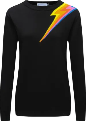 OXKnit Women's 1960s Retro Knit Long Sleeve T-Shirts, Lightning Pattern Crewneck Casual Knit Top