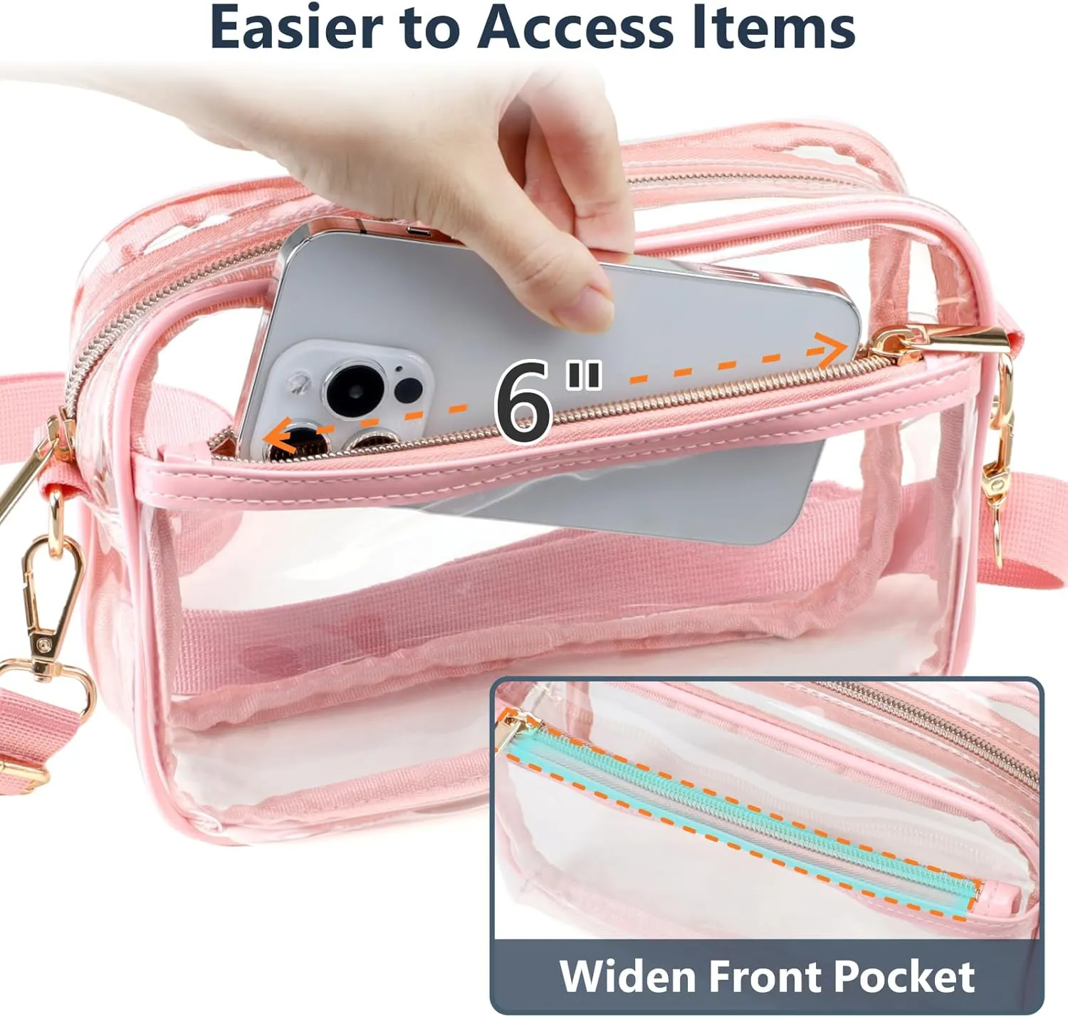 PACKISM Clear Bag for Stadium Events - Clear Purses for Women Stadium Crossbody Concert Bag for Game Day， Sports, Festival
