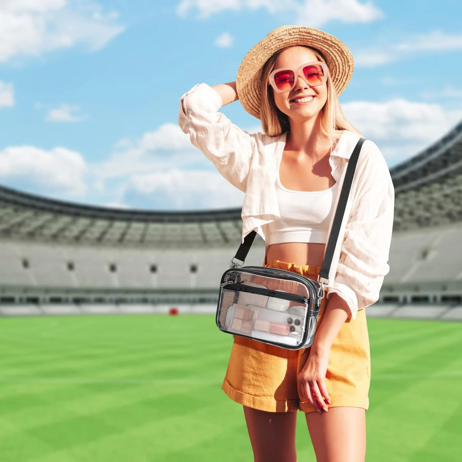 PACKISM Clear Bag for Stadium Events - Clear Purses for Women Stadium Crossbody Concert Bag for Game Day， Sports, Festival