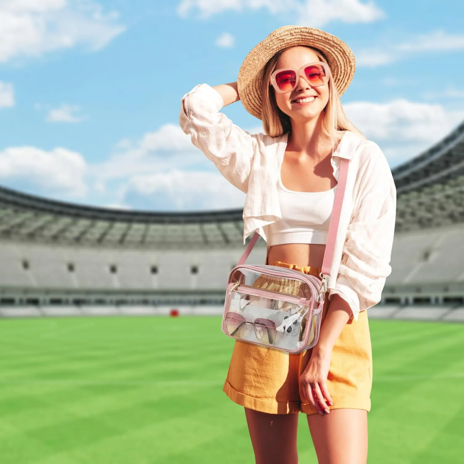 PACKISM Clear Bag for Stadium Events - Clear Purses for Women Stadium Crossbody Concert Bag for Game Day， Sports, Festival