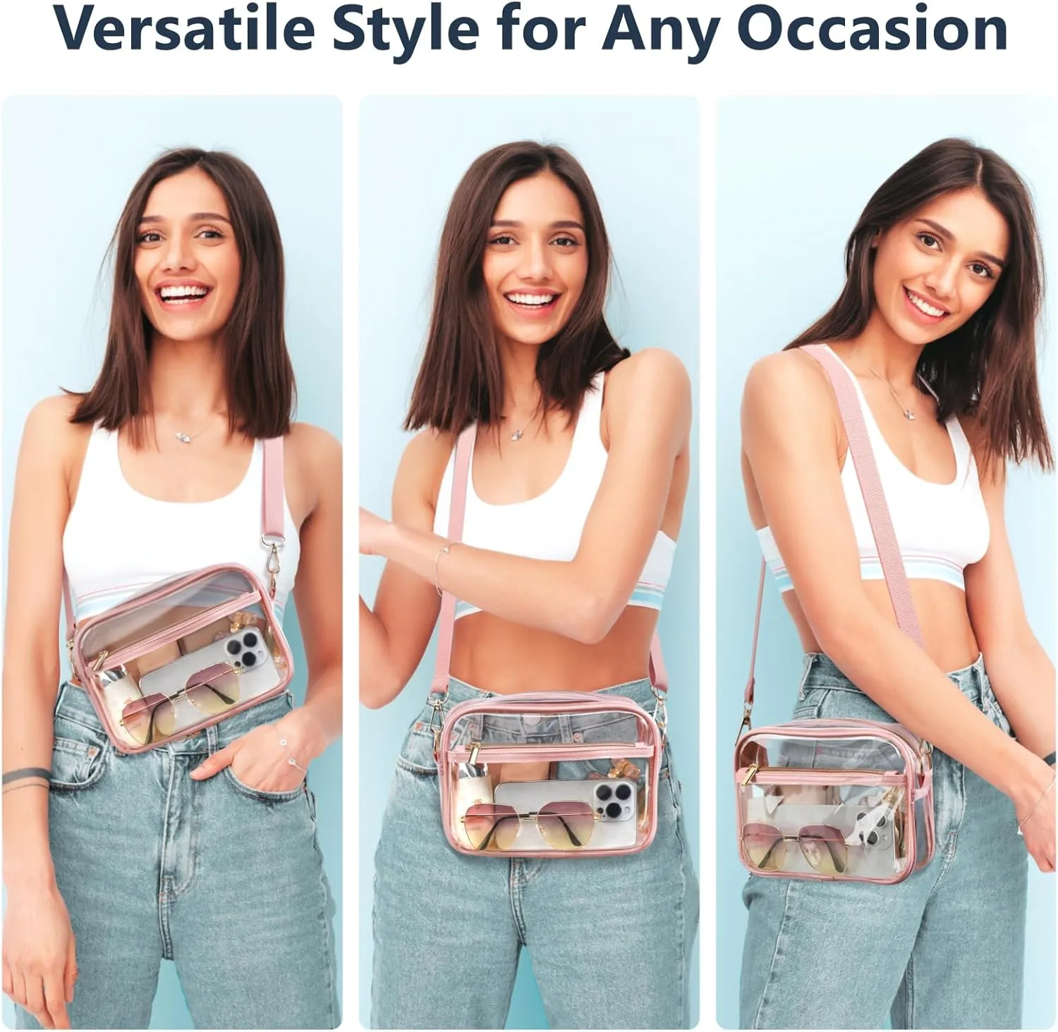 PACKISM Clear Bag for Stadium Events - Clear Purses for Women Stadium Crossbody Concert Bag for Game Day， Sports, Festival