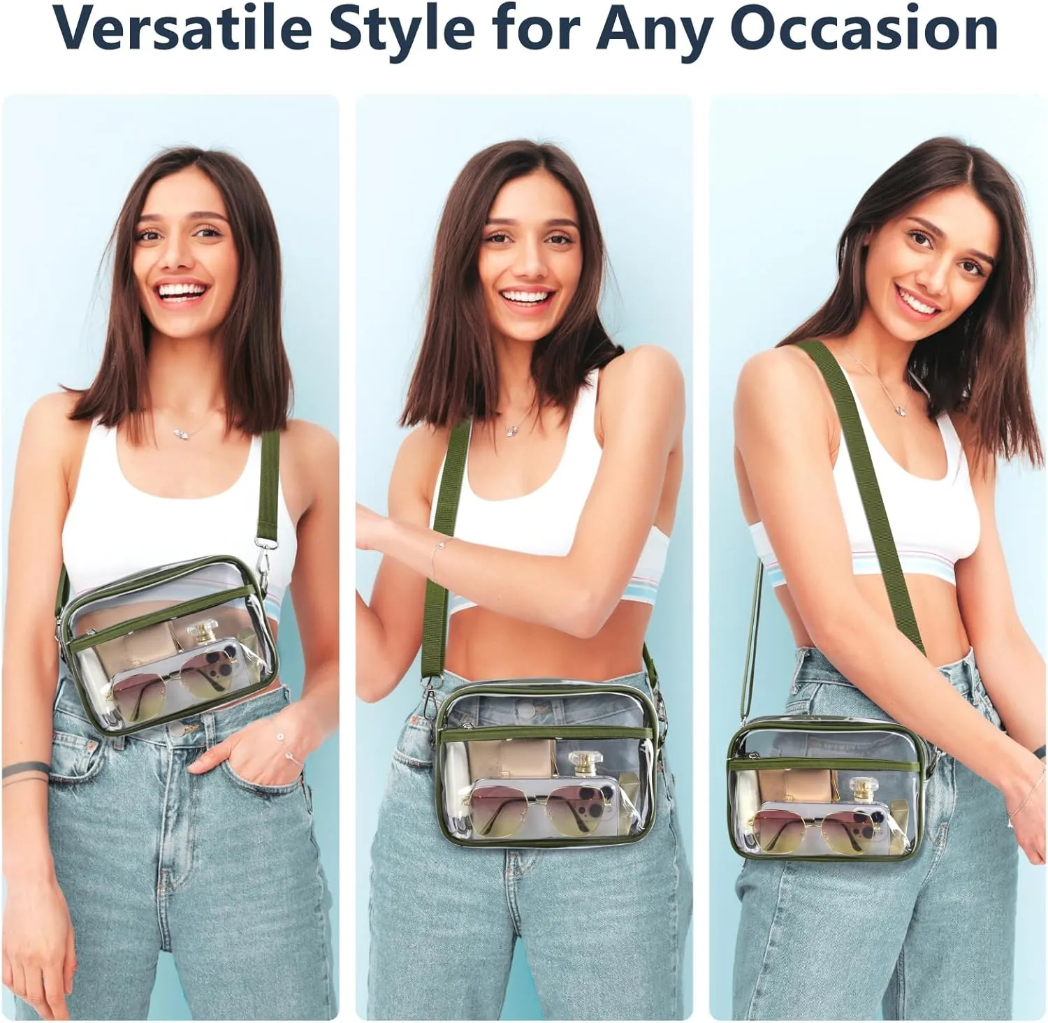 PACKISM Clear Bag for Stadium Events - Clear Purses for Women Stadium Crossbody Concert Bag for Game Day， Sports, Festival