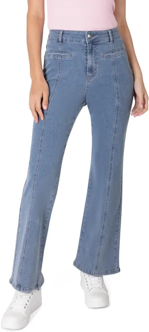 Paris Hilton Women's Wide Leg Flare High Rise Stretch Denim Jeans