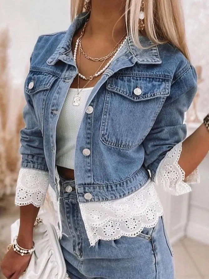 Patchwork-Denim-Jacke in Pastellblau - Rowena, Frühling 2025 Edition