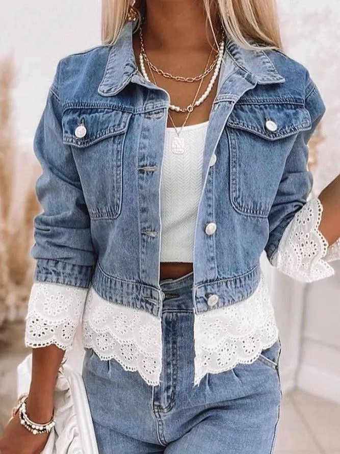 Patchwork-Denim-Jacke in Pastellblau - Rowena, Frühling 2025 Edition