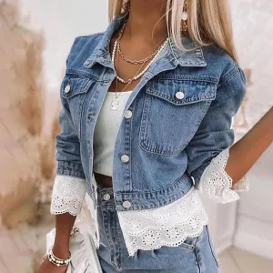 Patchwork-Denim-Jacke in Pastellblau - Rowena, Frühling 2025 Edition