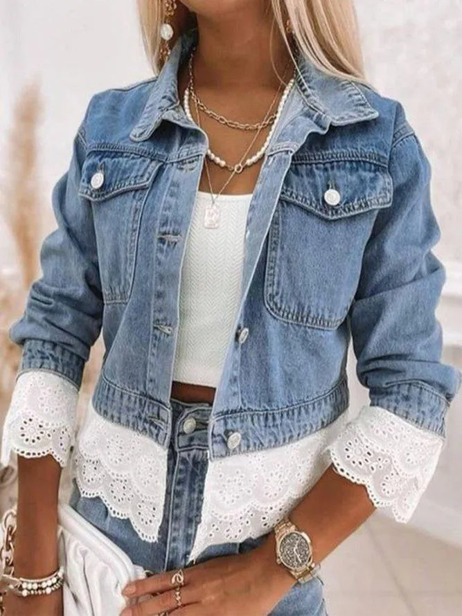 Patchwork-Denim-Jacke in Pastellblau - Rowena, Frühling 2025 Edition