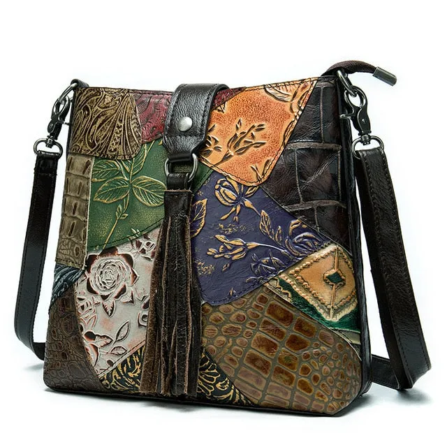 patchwork women crossbody shoulder bags bag women's female women Quick turnaround bags ladies leather handbags for genuine WESTAL Professional assistance leather handbag