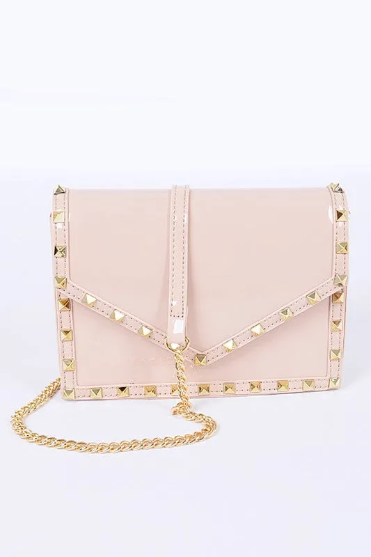 Patent Leather Studded Crossbody Bag
