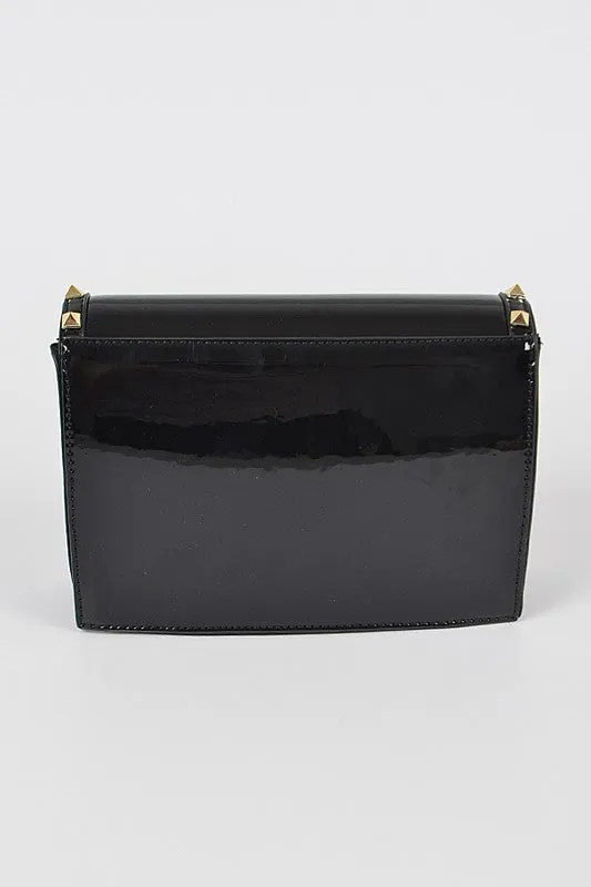 Patent Leather Studded Crossbody Bag