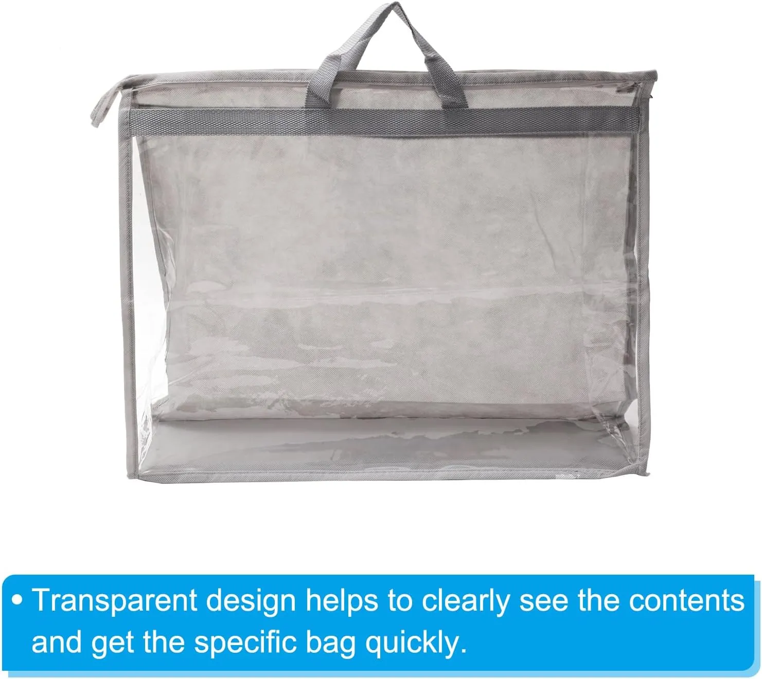 PATIKIL Handbag Dust Bags, Clear Purse Storage Organizer XL Size PVC Dustproof Handbag Cover Transparent Purse Protector, Light Gray
