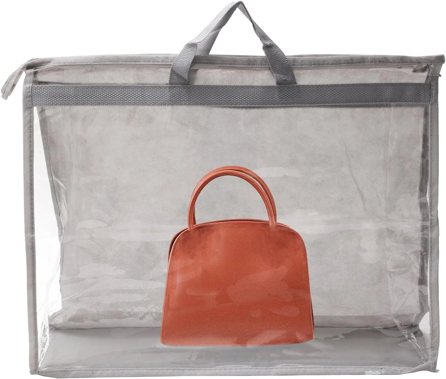 PATIKIL Handbag Dust Bags, Clear Purse Storage Organizer XL Size PVC Dustproof Handbag Cover Transparent Purse Protector, Light Gray