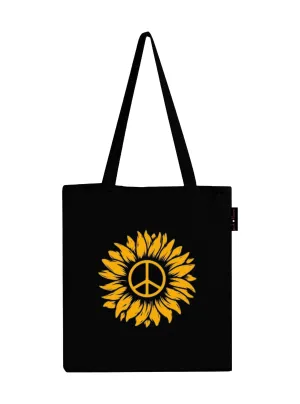 Peach Blossom Women's Cotton Printed Tote Bag With Zipper and Pouch